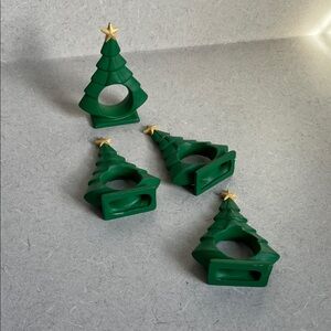 Green Christmas Tree Napkin Rings